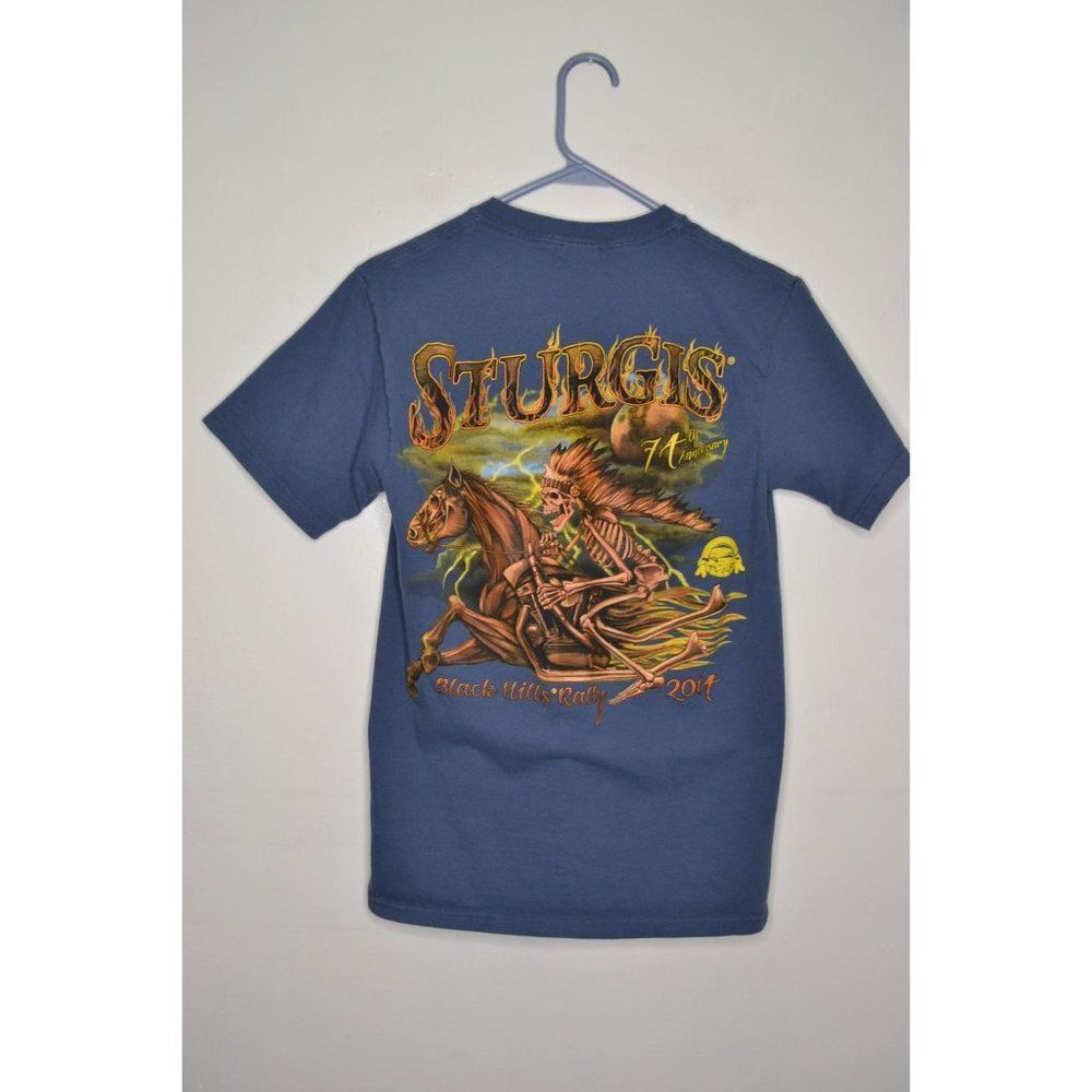 Sturgis 2014 Black Hills Motorcycle Rally Men's Small Blue Short Sleeve T-Shirt